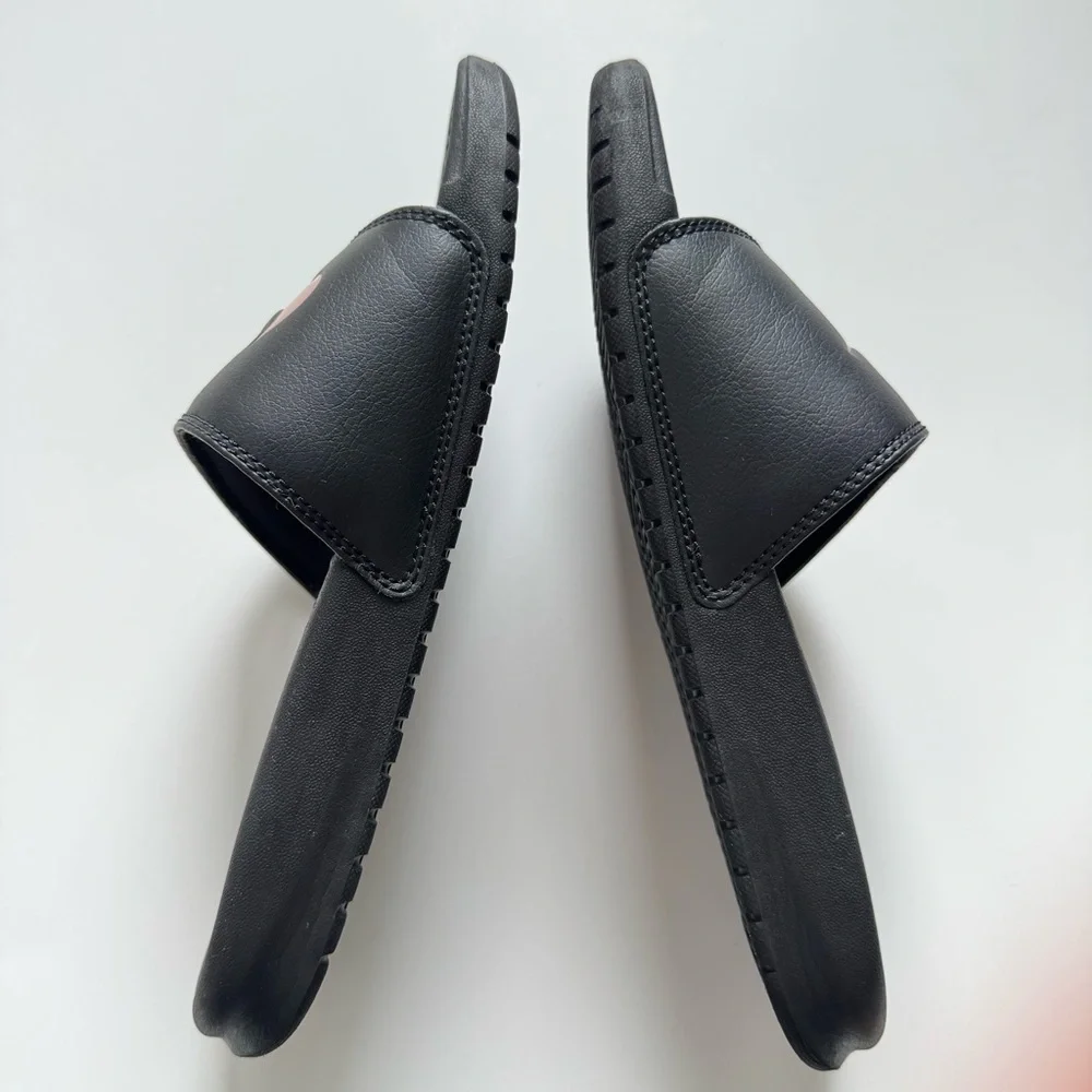 Women's Nike Benassi Jdi Sandal Black/Vivid Pink, Black/Rose Gold. Size: 5. - Picture 6 of 8